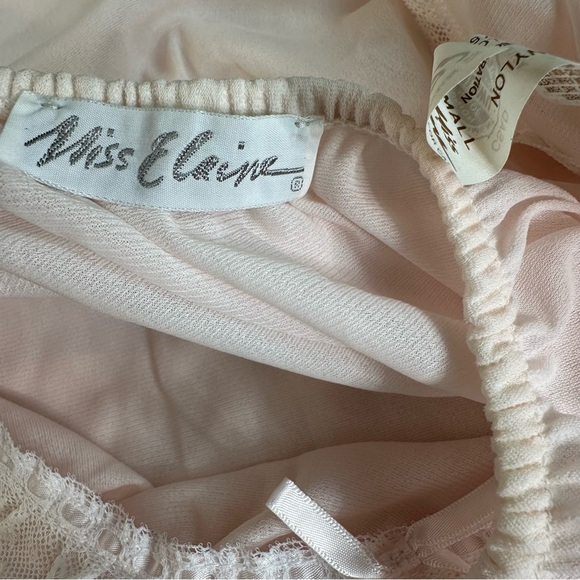 Miss Elaine Vintage ILGWU Pink Nylon Floral Embroidered Nightgown Small S - Picture 8 of 10